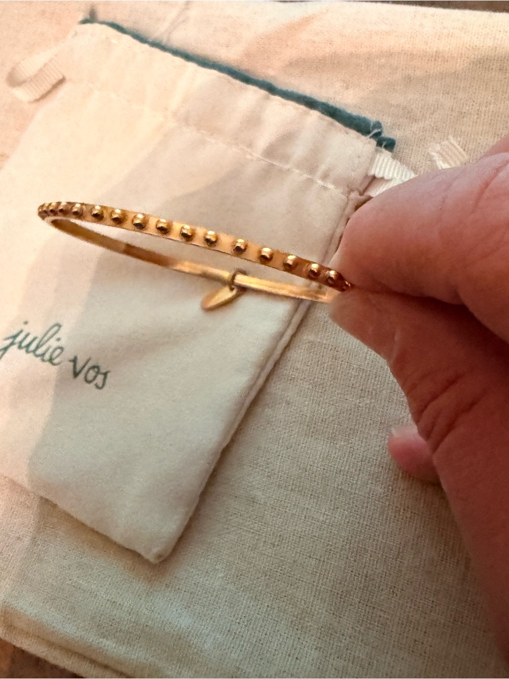 Julie Vos Gold Studded Bangle Bracelet - Gold with charm dangle